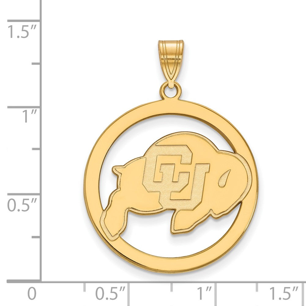 Vergoldet Sterlingsilber Logoart University Of Colorado Buffalo Extra Groß Kreis Anhänger