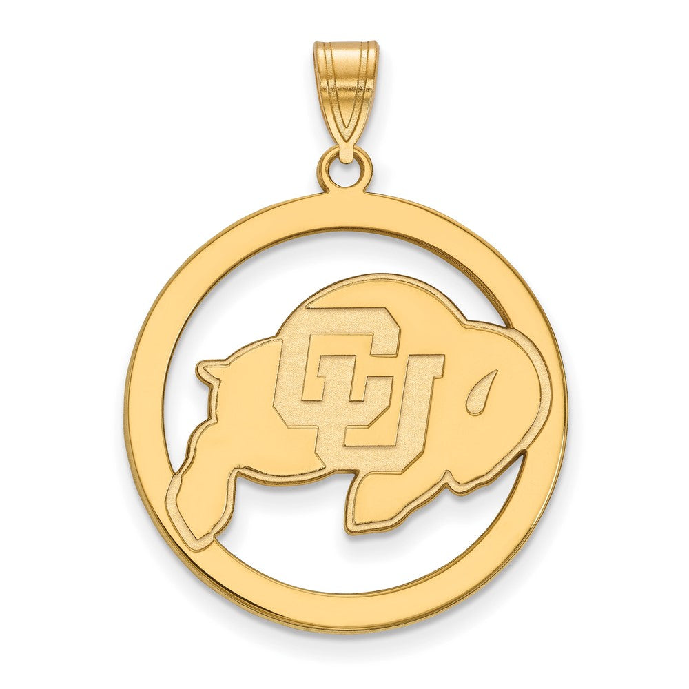 Vergoldet Sterlingsilber Logoart University Of Colorado Buffalo Extra Groß Kreis Anhänger
