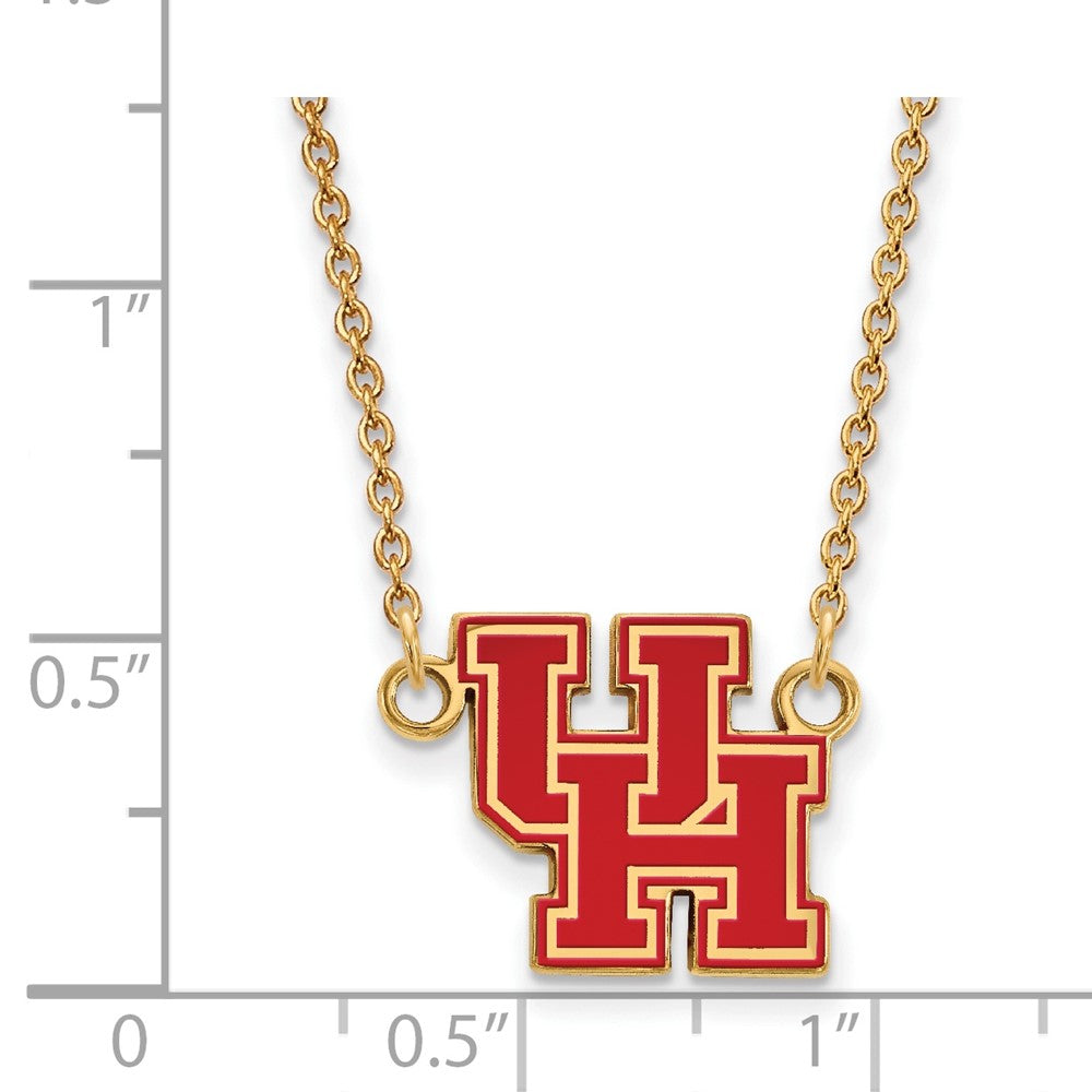 Vergoldet Sterlingsilber Logoart University Of Houston U H Klein Emailliert Anhänger 18 Zoll Halskette