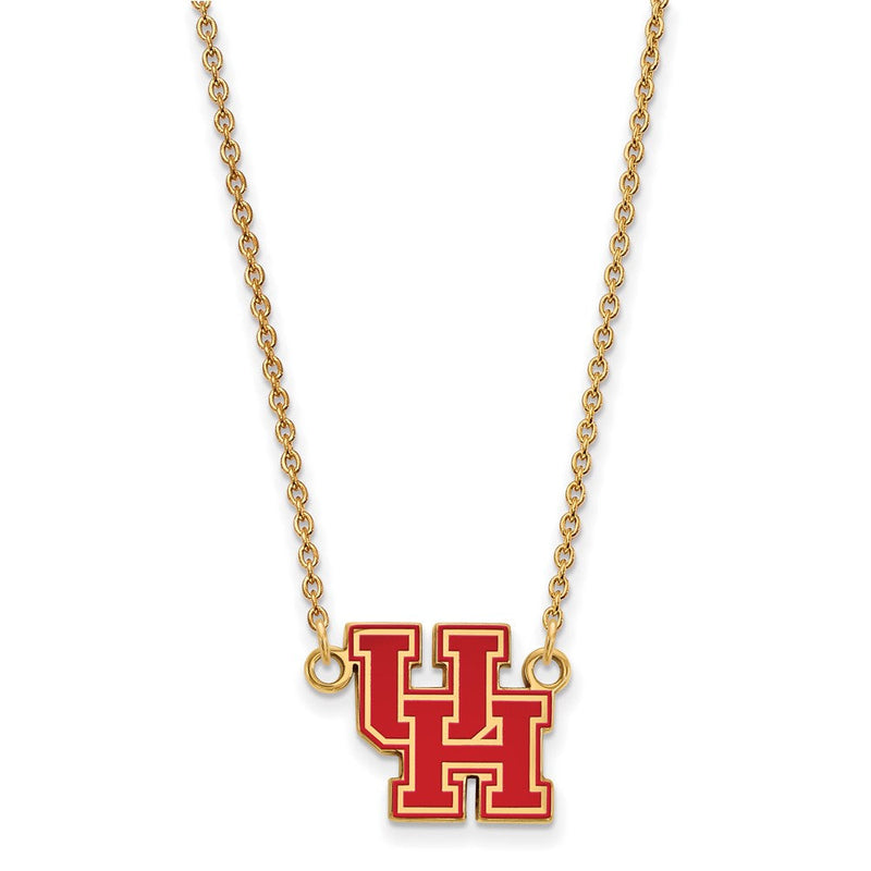 Vergoldet Sterlingsilber Logoart University Of Houston U H Klein Emailliert Anhänger 18 Zoll Halskette