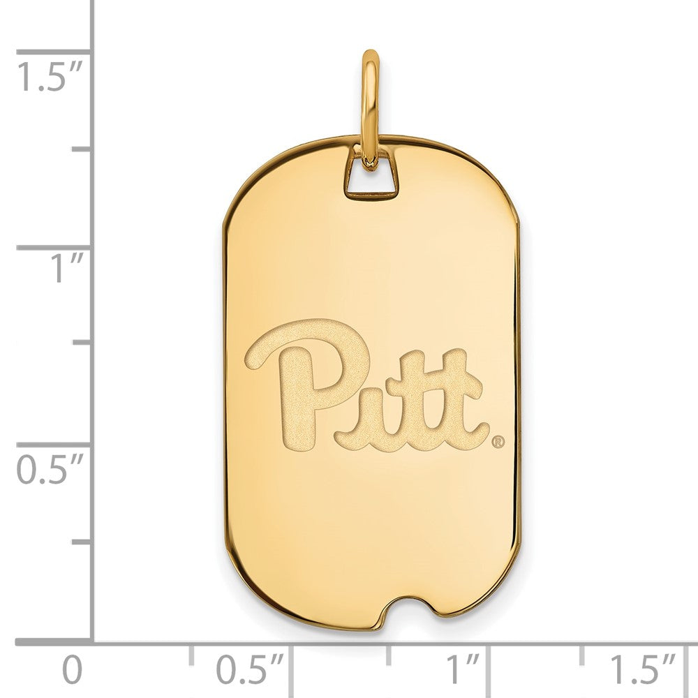 10K Gelbgold Logoart University Of Pittsburgh Klein Erkennungsmarke Anhänger