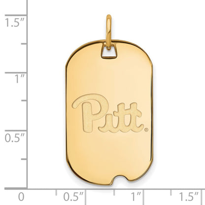 10K Gelbgold Logoart University Of Pittsburgh Klein Erkennungsmarke Anhänger
