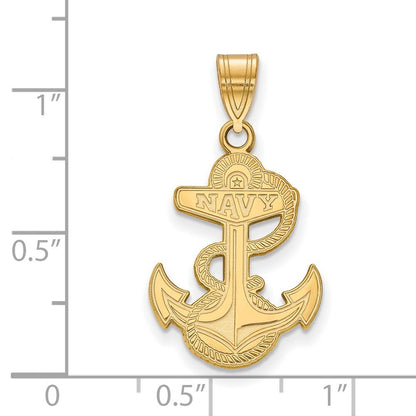 10K Gelbgold Logoart Us Naval Akademie Anker Groß Anhänger
