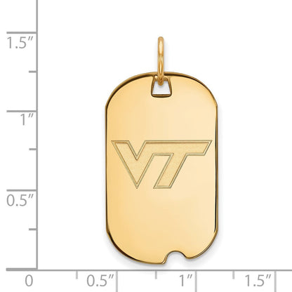 10K Gelbgold Logoart Virginia Tech V T Klein Erkennungsmarke Anhänger