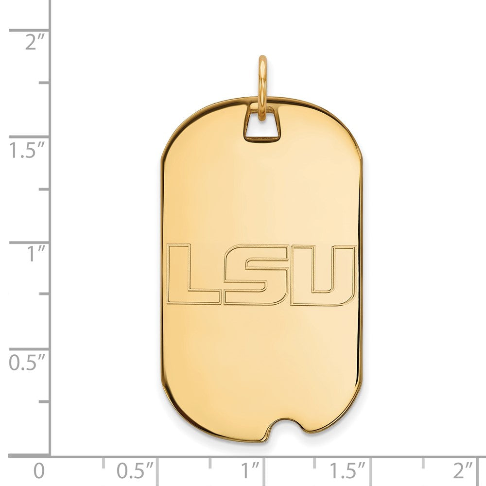 Vergoldet Sterlingsilber Logoart Louisiana State University L S U Groß Erkennungsmarke Anhänger
