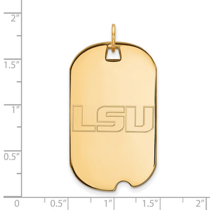 Vergoldet Sterlingsilber Logoart Louisiana State University L S U Groß Erkennungsmarke Anhänger