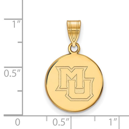 Vergoldet Sterlingsilber Logoart Marquette University M U Mittel Plättchen Anhänger