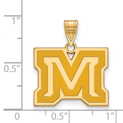 Vergoldet Sterlingsilber Logoart Montana State University Buchstabe M Mittel Emailliert Anhänger