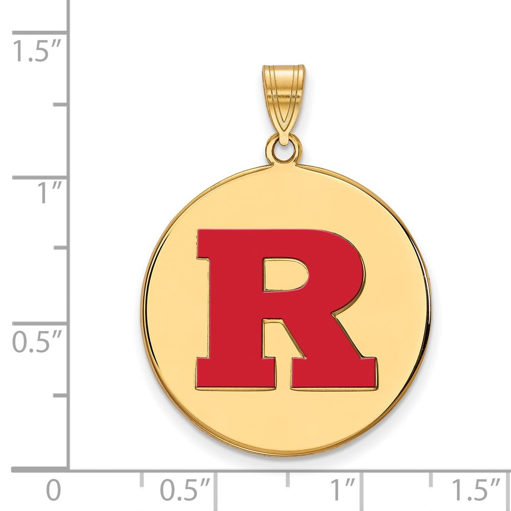 Vergoldet Sterlingsilber Logoart Rutgers University Buchstabe R Extra Groß Emailliert Plättchen Anhänger