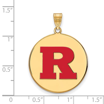 Vergoldet Sterlingsilber Logoart Rutgers University Buchstabe R Extra Groß Emailliert Plättchen Anhänger