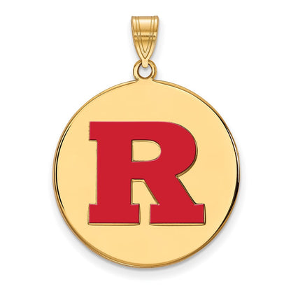 Vergoldet Sterlingsilber Logoart Rutgers University Buchstabe R Extra Groß Emailliert Plättchen Anhänger