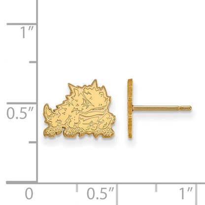 10K Gelbgold Logoart Texas Christlich University Gehörnt Frosch Extra Klein Ohrstecker