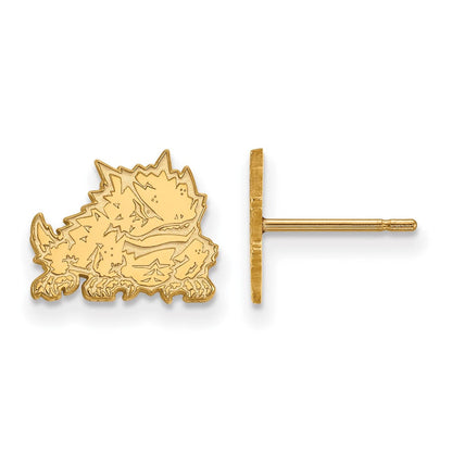 Vergoldet Sterlingsilber Logoart Texas Christlich University Gehörnt Frosch Extra Klein Ohrstecker