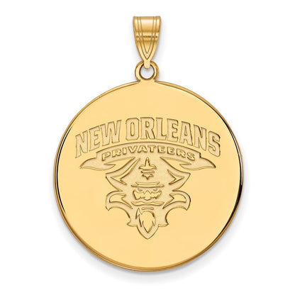 Vergoldet Sterlingsilber Logoart University Of New Orleans Privateers Extra Groß Plättchen Anhänger
