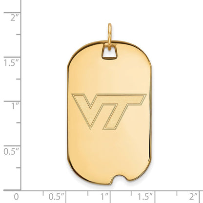 14K Gelbgold Logoart Virginia Tech V T Groß Erkennungsmarke Anhänger