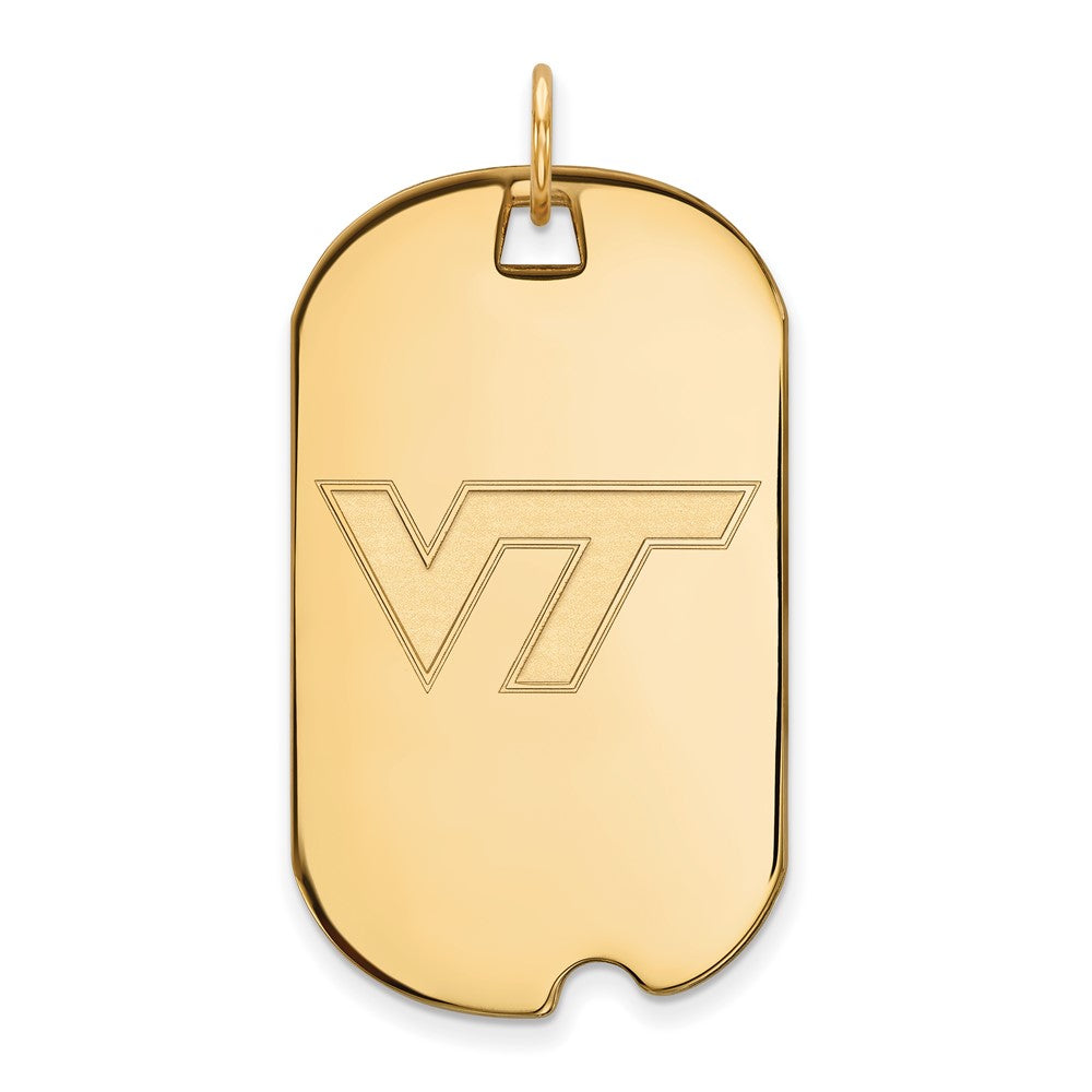 Vergoldet Sterlingsilber Logoart Virginia Tech V T Groß Erkennungsmarke Anhänger