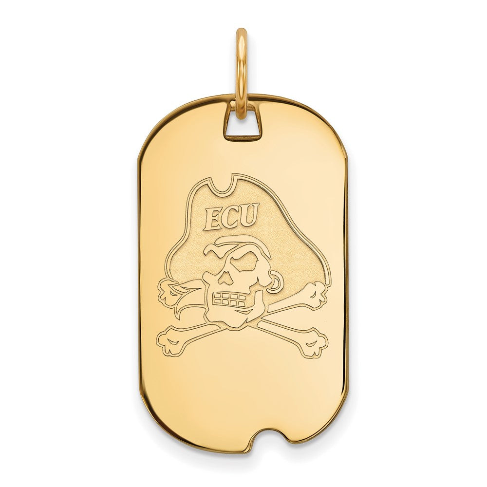 10K Gelbgold Logoart Ost Carolina University Pirat Klein Erkennungsmarke Anhänger