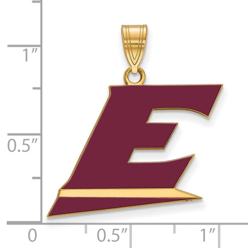 Vergoldet Sterlingsilber Logoart Eastern Kentucky University Buchstabe E Groß Emailliert Anhänger