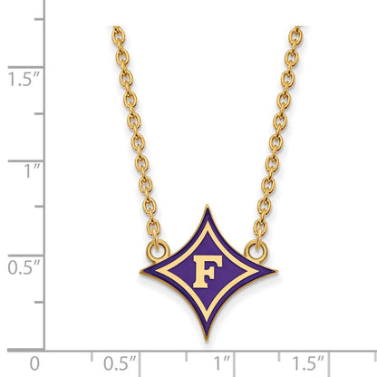 Vergoldet Sterlingsilber Logoart Furman U Groß Emailliert Anhänger 18 Zoll Halskette