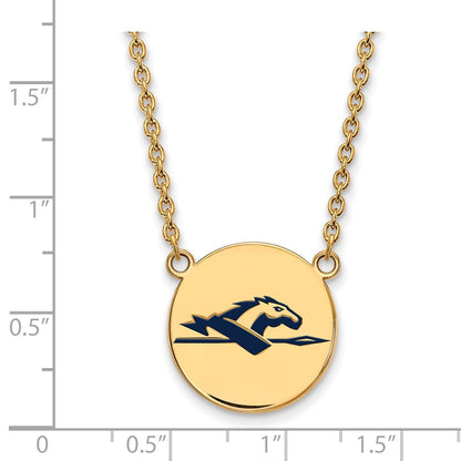 Vergoldet Sterlingsilber Logoart Longwood University Pferd Groß Emailliert Plättchen 18 Zoll Halskette