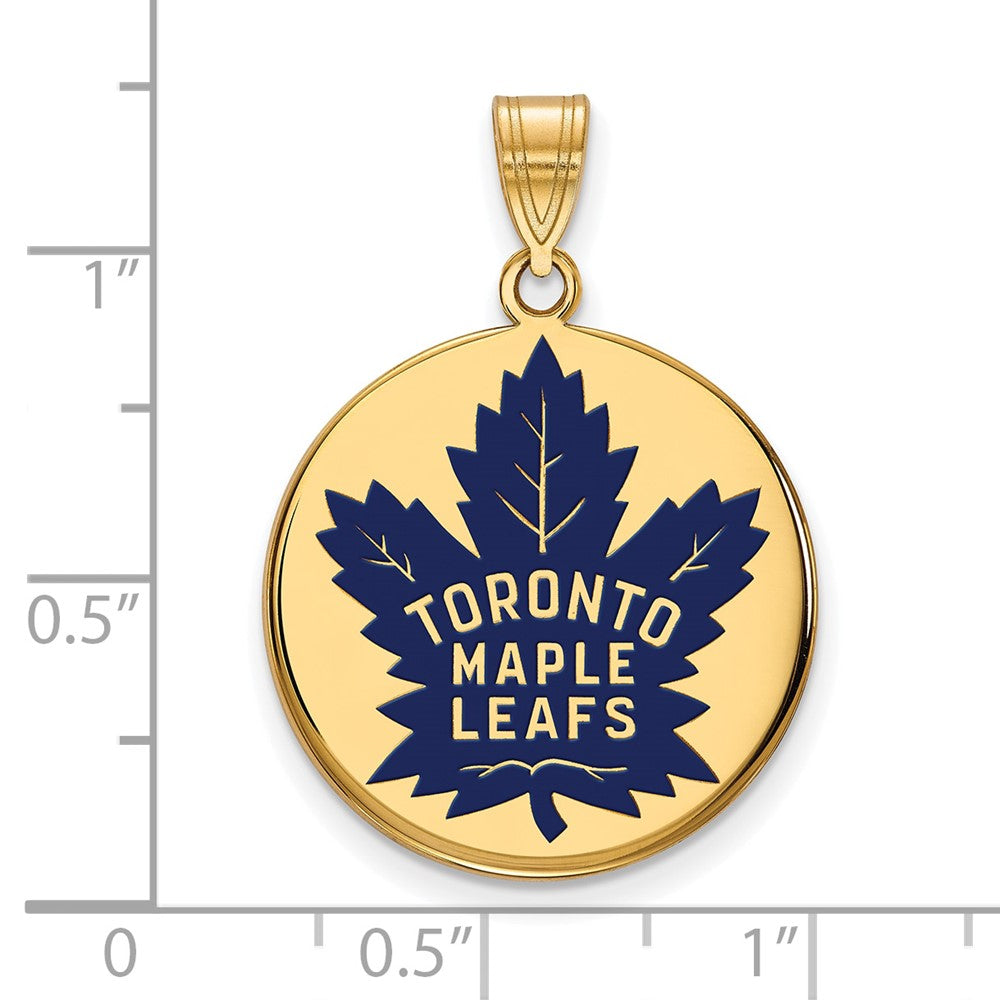 Vergoldet Sterlingsilber Nhl Logoart Toronto Maple Leafs Groß Emailliert Plättchen Anhänger