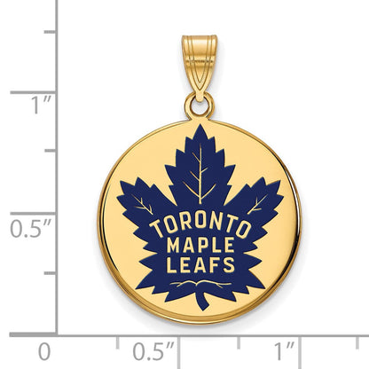 Vergoldet Sterlingsilber Nhl Logoart Toronto Maple Leafs Groß Emailliert Plättchen Anhänger