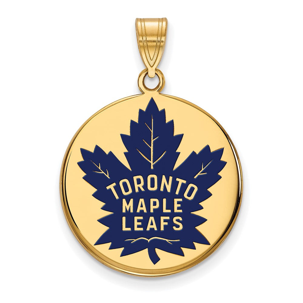 Vergoldet Sterlingsilber Nhl Logoart Toronto Maple Leafs Groß Emailliert Plättchen Anhänger