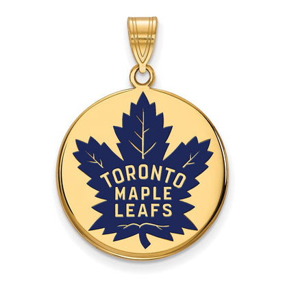 Vergoldet Sterlingsilber Nhl Logoart Toronto Maple Leafs Groß Emailliert Plättchen Anhänger
