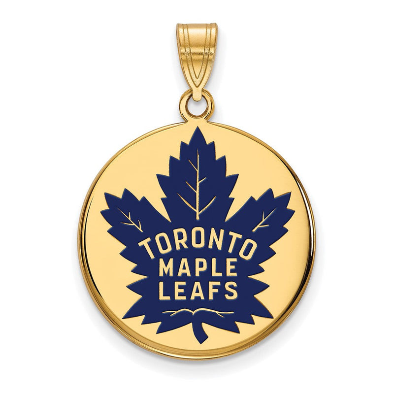 Vergoldet Sterlingsilber Nhl Logoart Toronto Maple Leafs Groß Emailliert Plättchen Anhänger