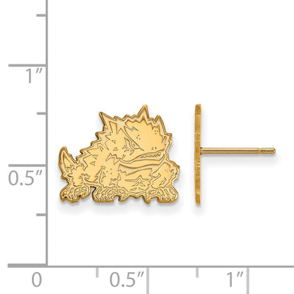 Vergoldet Sterlingsilber Logoart Texas Christlich University Gehörnt Frosch Klein Ohrstecker