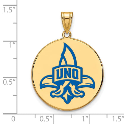 Vergoldet Sterlingsilber Logoart University Of New Orleans Privateers Extra Groß Emailliert Plättchen Anhänger