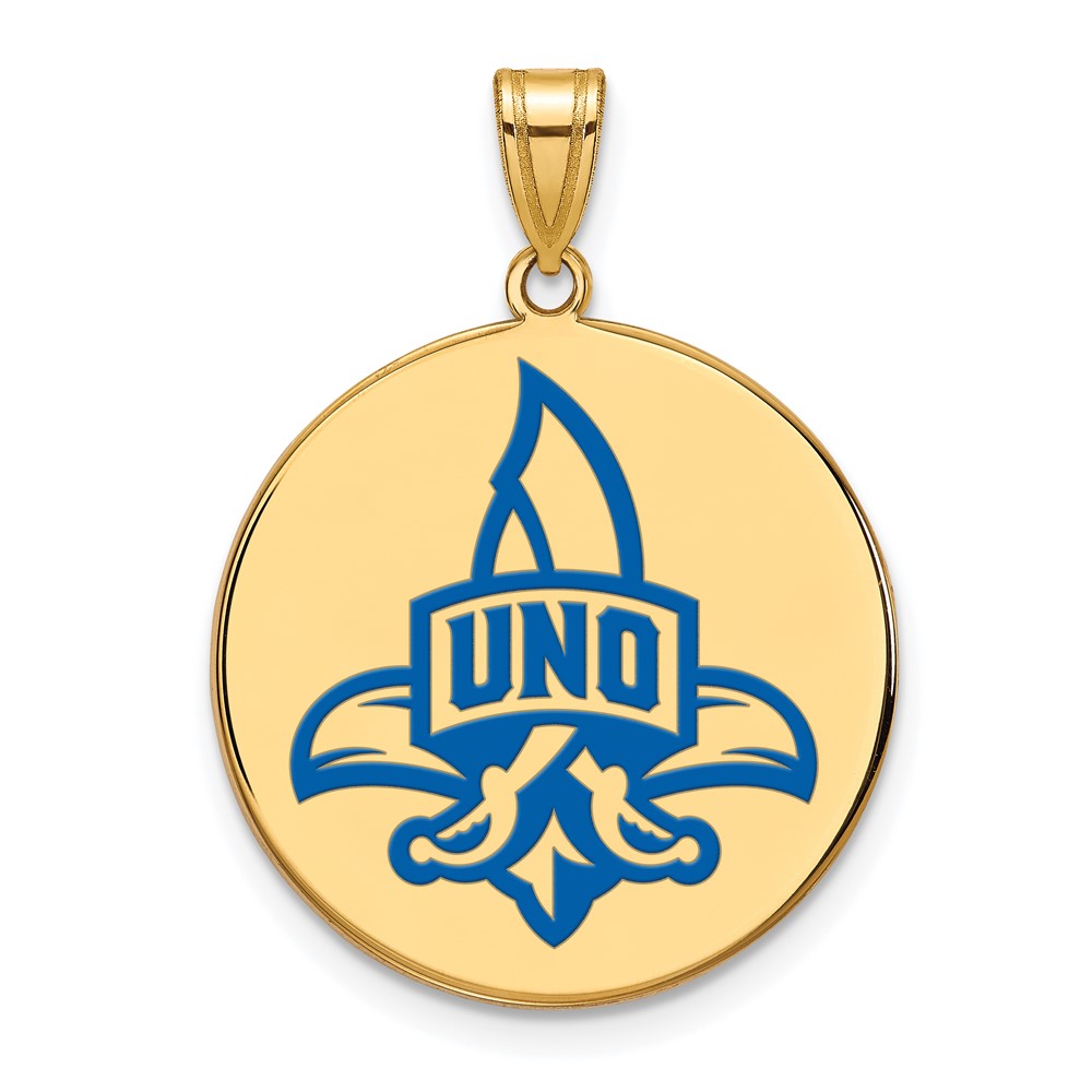 Vergoldet Sterlingsilber Logoart University Of New Orleans Privateers Extra Groß Emailliert Plättchen Anhänger