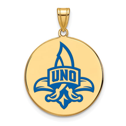 Vergoldet Sterlingsilber Logoart University Of New Orleans Privateers Extra Groß Emailliert Plättchen Anhänger