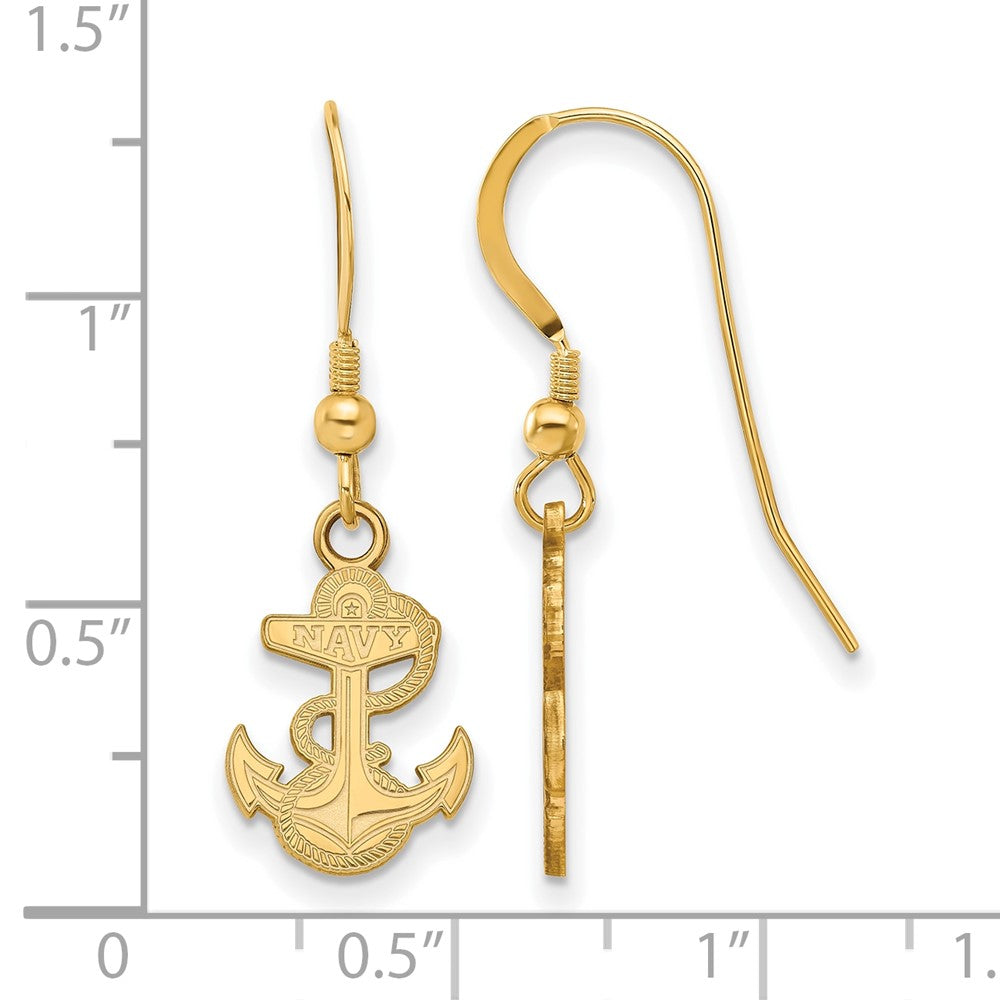 Vergoldet Sterlingsilber Logoart Us Naval Akademie Anker Klein Hängend Draht Ohrringe