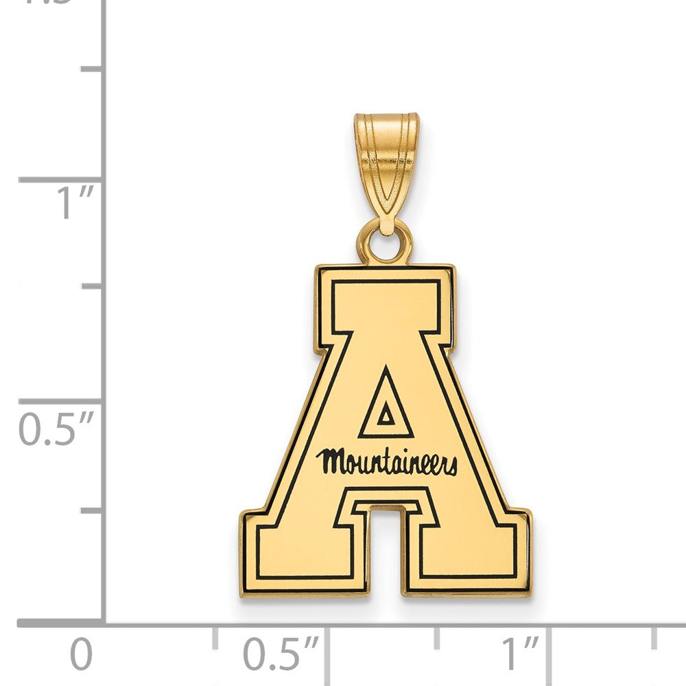 Vergoldet Sterlingsilber Logoart Appalachian State University Emailliert Groß Anhänger