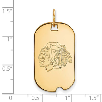 10K Gelbgold Nhl Logoart Chicago Blackhawks Klein Erkennungsmarke Anhänger