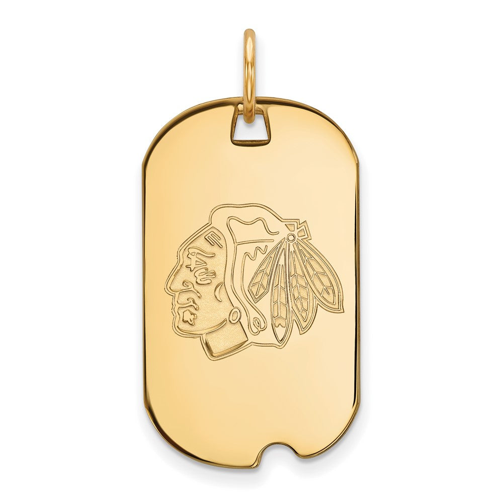 10K Gelbgold Nhl Logoart Chicago Blackhawks Klein Erkennungsmarke Anhänger
