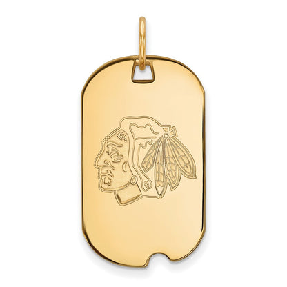 10K Gelbgold Nhl Logoart Chicago Blackhawks Klein Erkennungsmarke Anhänger