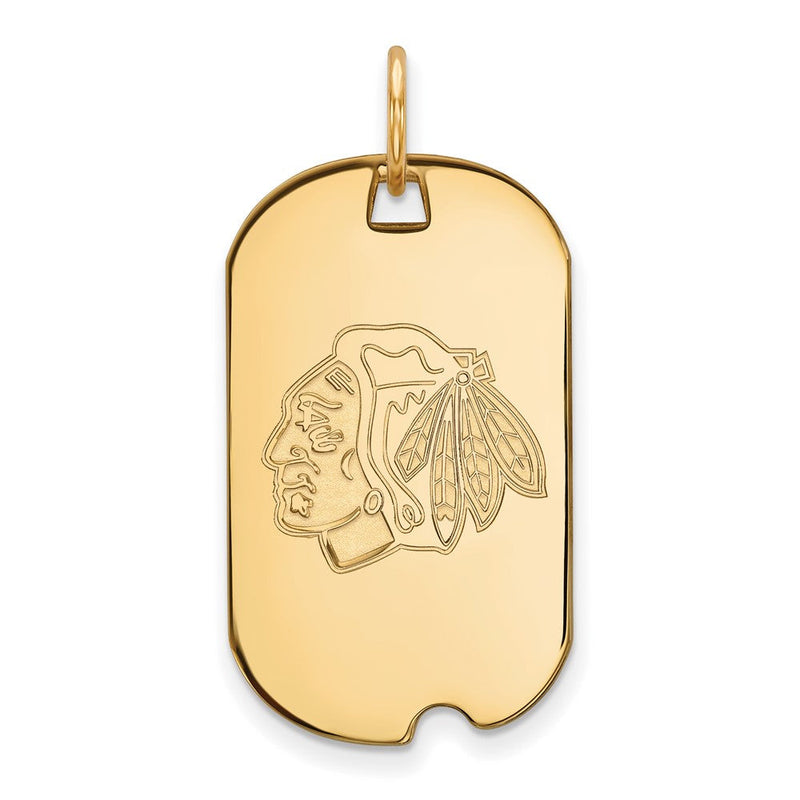 Vergoldet Sterlingsilber Nhl Logoart Chicago Blackhawks Klein Erkennungsmarke Anhänger