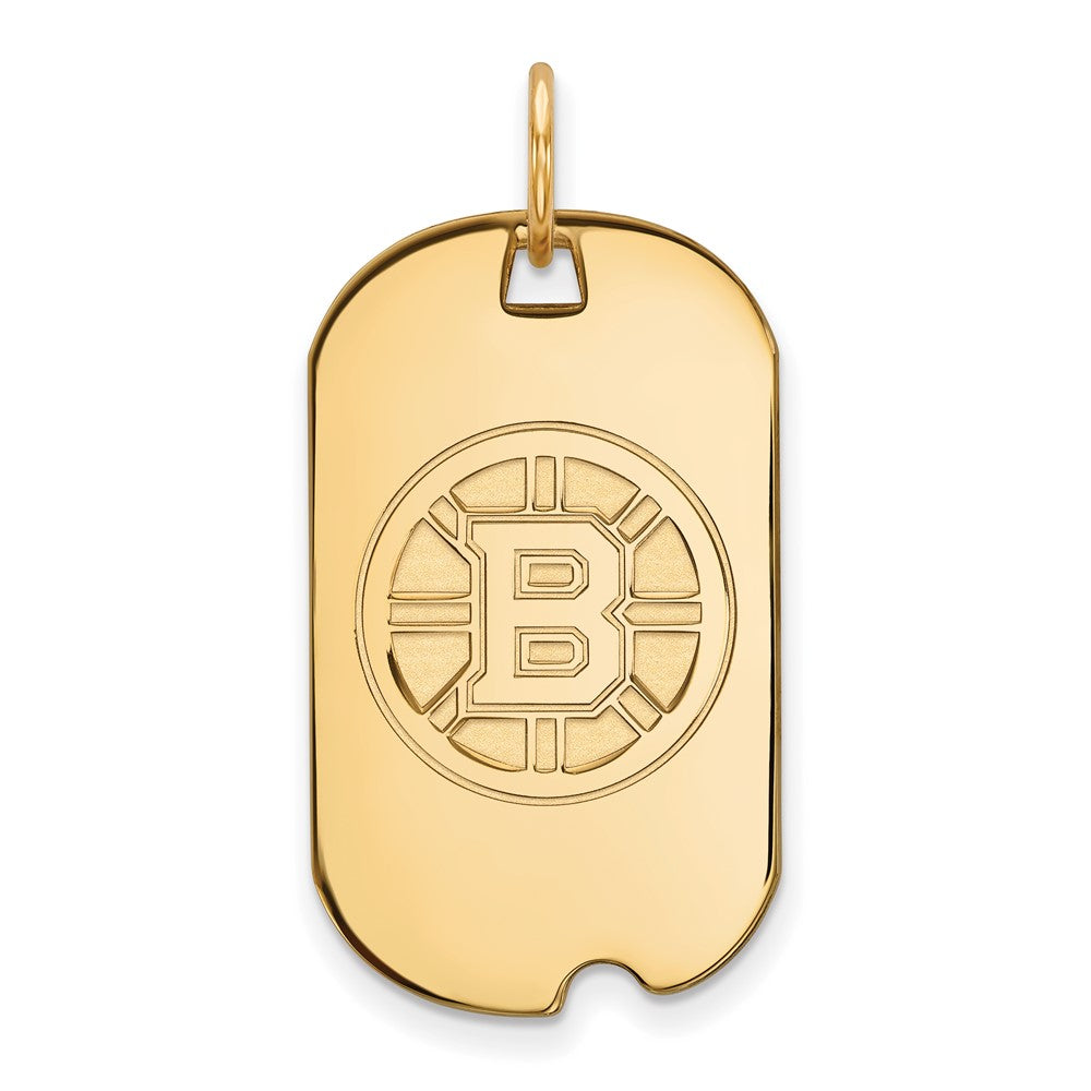 Vergoldet Sterlingsilber Nhl Logoart Boston Bruins Klein Erkennungsmarke Anhänger
