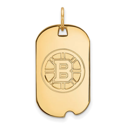 Vergoldet Sterlingsilber Nhl Logoart Boston Bruins Klein Erkennungsmarke Anhänger