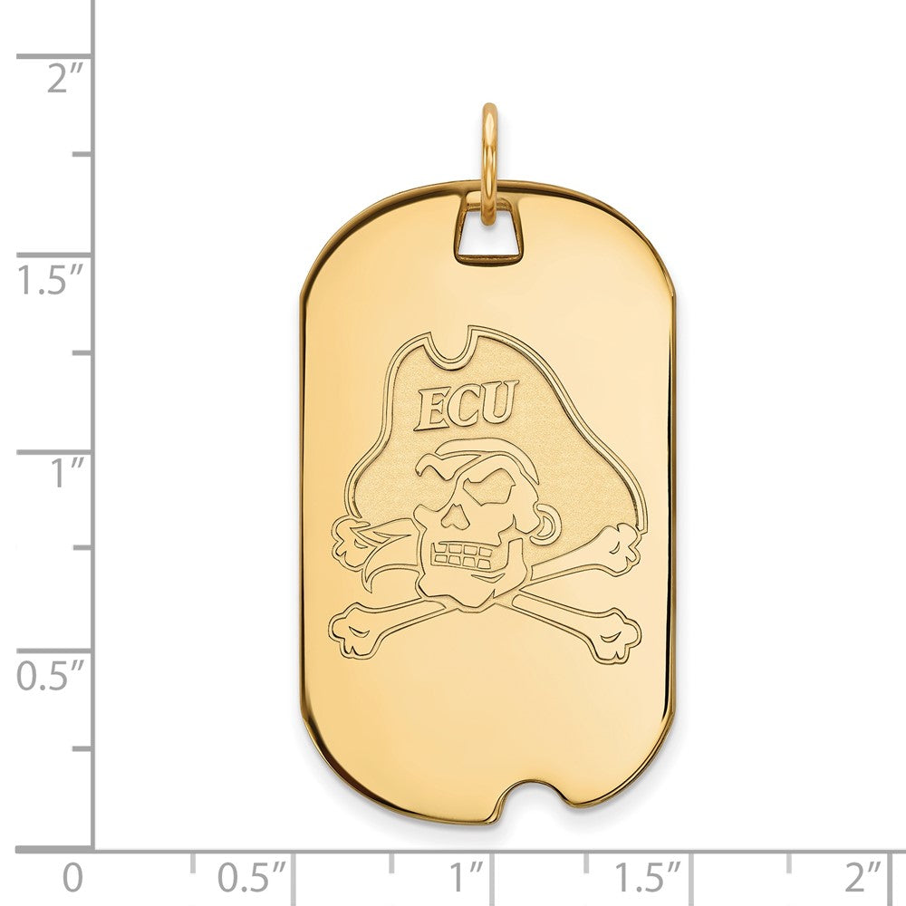 10K Gelbgold Logoart Ost Carolina University Pirat Groß Erkennungsmarke Anhänger