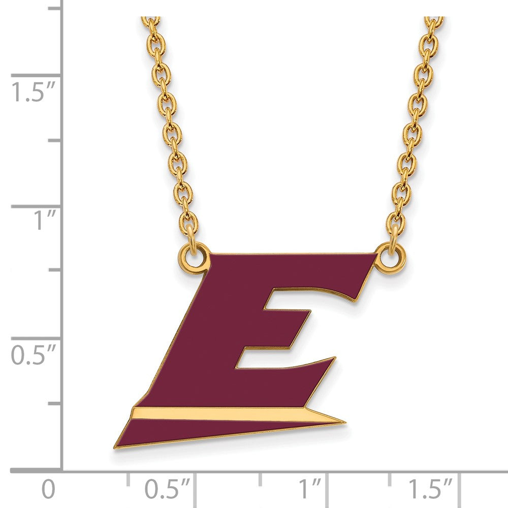 Vergoldet Sterlingsilber Logoart Eastern Kentucky University Buchstabe E Groß Emailliert Anhänger 18 Zoll Halskette