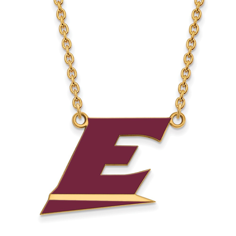 Vergoldet Sterlingsilber Logoart Eastern Kentucky University Buchstabe E Groß Emailliert Anhänger 18 Zoll Halskette