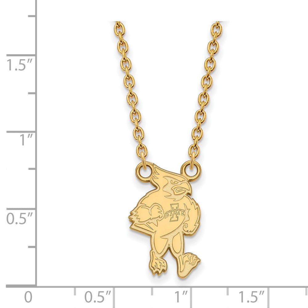 10K Gelbgold Logoart Iowa State University Cardinal Groß Anhänger 18 Zoll Halskette