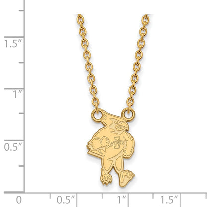 10K Gelbgold Logoart Iowa State University Cardinal Groß Anhänger 18 Zoll Halskette