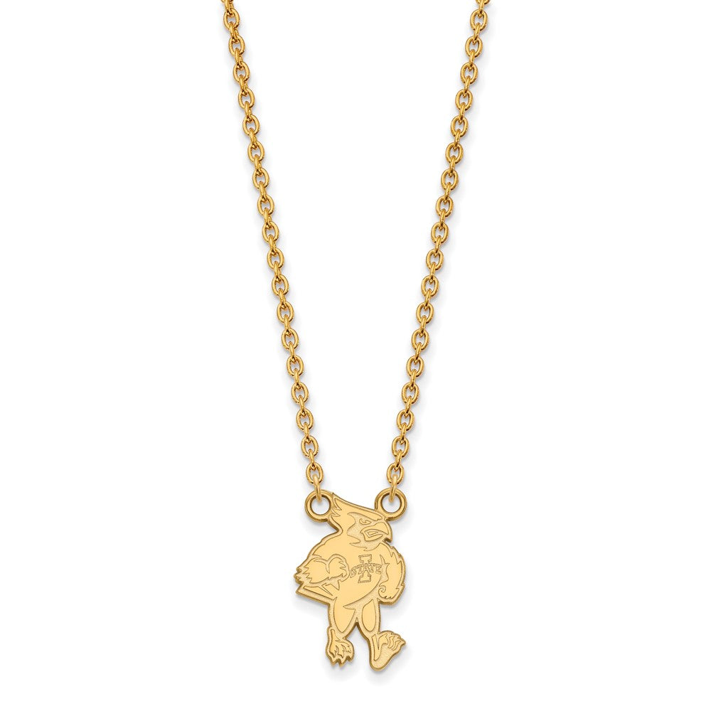10K Gelbgold Logoart Iowa State University Cardinal Groß Anhänger 18 Zoll Halskette