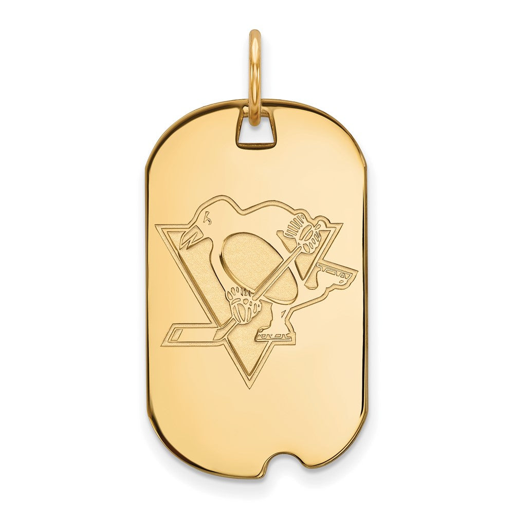 10K Gelbgold Nhl Logoart Pittsburgh Penguins Klein Erkennungsmarke Anhänger