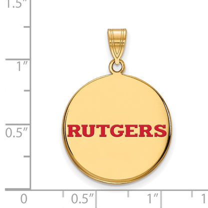Vergoldet Sterlingsilber Logoart Rutgers University Groß Emailliert Plättchen Anhänger