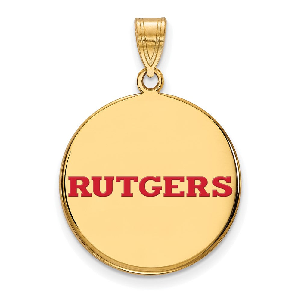 Vergoldet Sterlingsilber Logoart Rutgers University Groß Emailliert Plättchen Anhänger